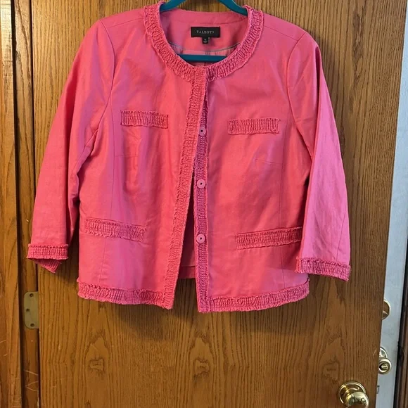 Talbots Pink Coral blazer with 3/4 Sleeves - Picture 3 of 10